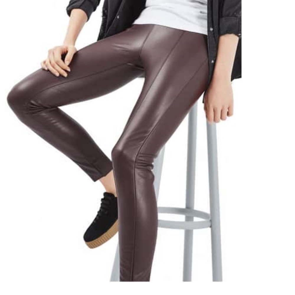 Faux leather burgundy/wine pant